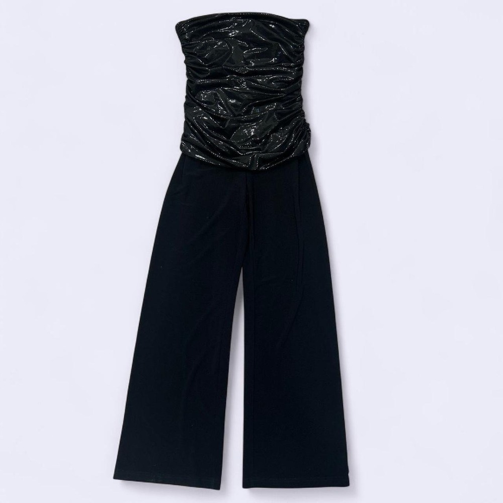 Joseph Ribkoff Stunning Black strapless evening jumpsuit with metallic top
